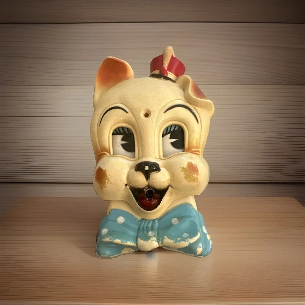 Vintage Plastic Dog with Band Hat & Bow Tie Sliding Light Switch Plate/Cover